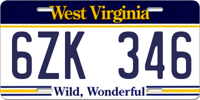 WV license plate 6ZK346