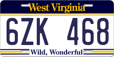 WV license plate 6ZK468