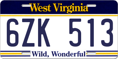WV license plate 6ZK513