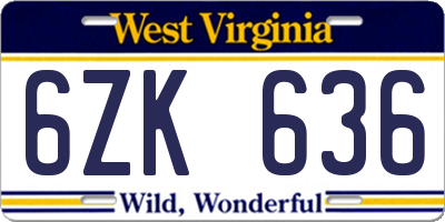 WV license plate 6ZK636