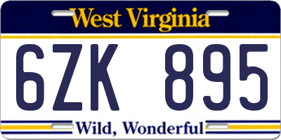 WV license plate 6ZK895