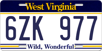 WV license plate 6ZK977