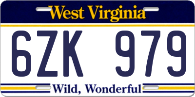 WV license plate 6ZK979