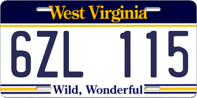 WV license plate 6ZL115