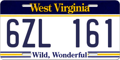 WV license plate 6ZL161