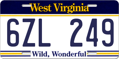 WV license plate 6ZL249