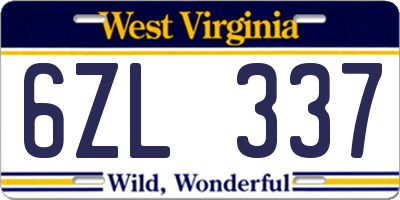WV license plate 6ZL337