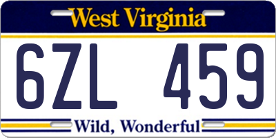WV license plate 6ZL459
