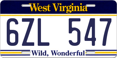 WV license plate 6ZL547