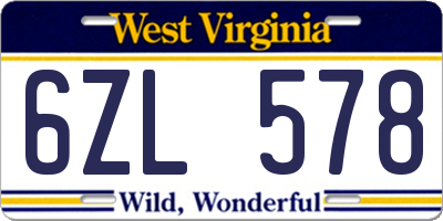 WV license plate 6ZL578