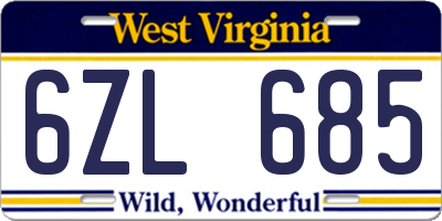 WV license plate 6ZL685