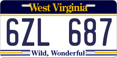 WV license plate 6ZL687
