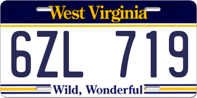 WV license plate 6ZL719