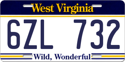 WV license plate 6ZL732