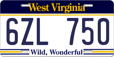 WV license plate 6ZL750