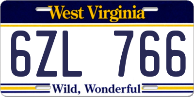 WV license plate 6ZL766