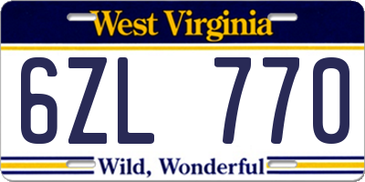 WV license plate 6ZL770