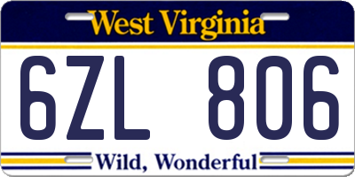 WV license plate 6ZL806