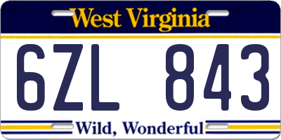 WV license plate 6ZL843
