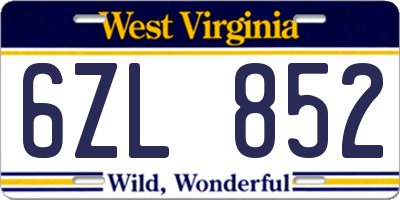 WV license plate 6ZL852