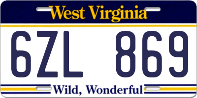WV license plate 6ZL869