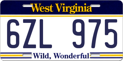 WV license plate 6ZL975