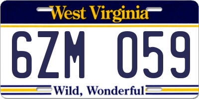 WV license plate 6ZM059