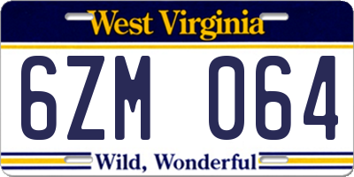 WV license plate 6ZM064