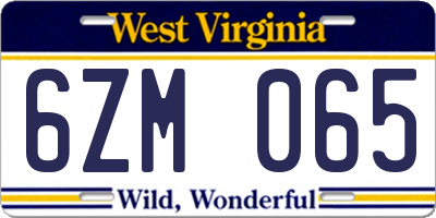 WV license plate 6ZM065