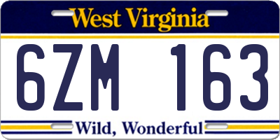 WV license plate 6ZM163