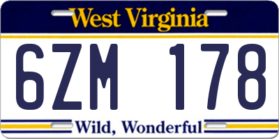 WV license plate 6ZM178