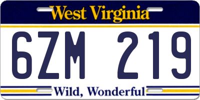 WV license plate 6ZM219