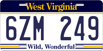 WV license plate 6ZM249