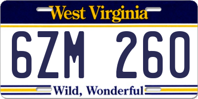 WV license plate 6ZM260