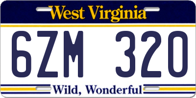 WV license plate 6ZM320