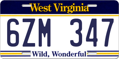 WV license plate 6ZM347