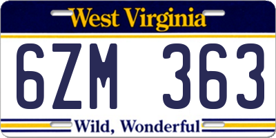 WV license plate 6ZM363
