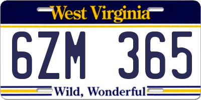WV license plate 6ZM365