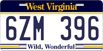 WV license plate 6ZM396