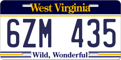 WV license plate 6ZM435