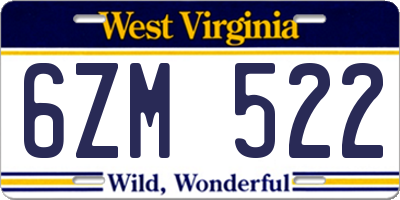 WV license plate 6ZM522