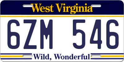 WV license plate 6ZM546