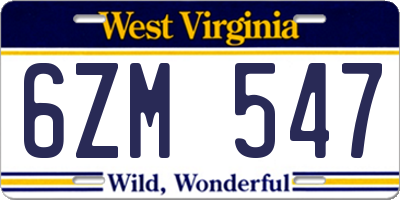 WV license plate 6ZM547