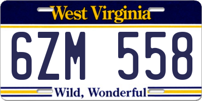 WV license plate 6ZM558