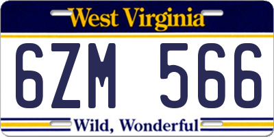 WV license plate 6ZM566