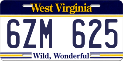 WV license plate 6ZM625