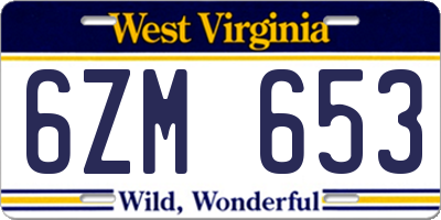 WV license plate 6ZM653