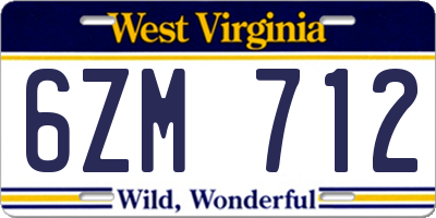 WV license plate 6ZM712