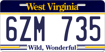 WV license plate 6ZM735