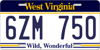 WV license plate 6ZM750